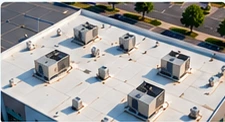 Illustrative aerial view of rooftop equipment