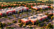 Aerial view of a shopping center