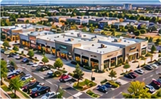 Illustrative aerial view of a shopping center