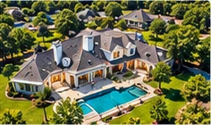 Illustrative HDR-style aerial photograph of a residential property