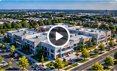 Illustrative aerial video view of a commercial property